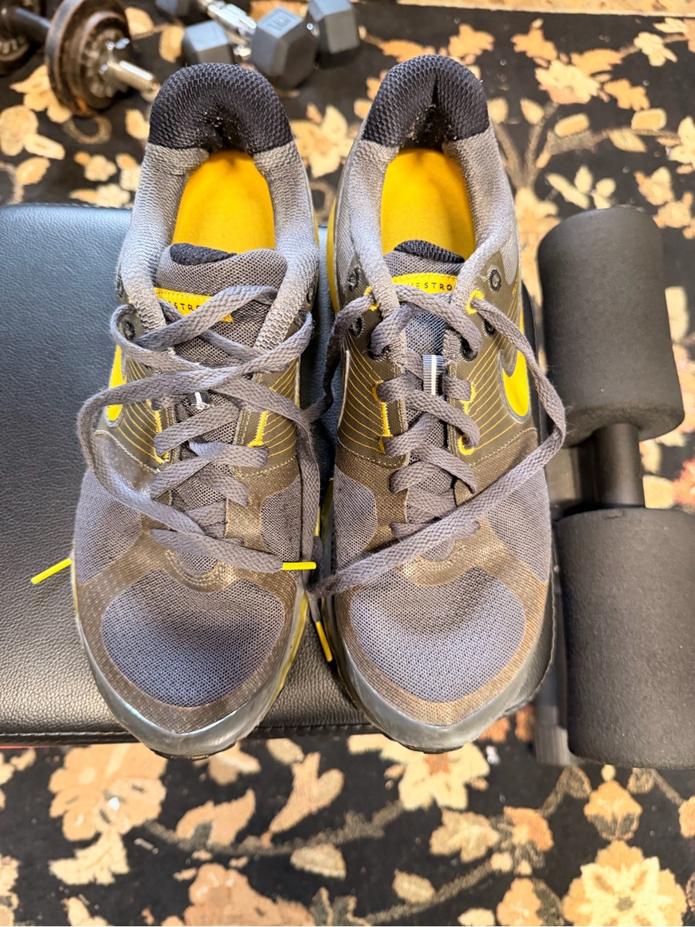 Nike Gray and Yellow Men's Training Sneakers